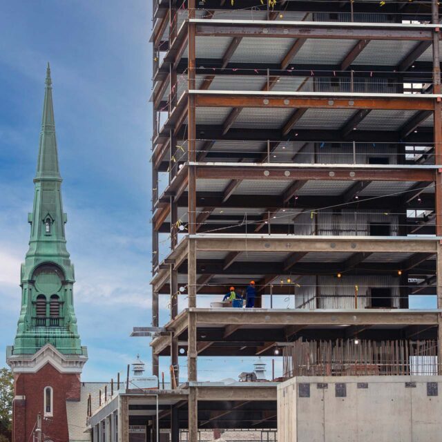 multi-level structure at construction site next to Church Street tower