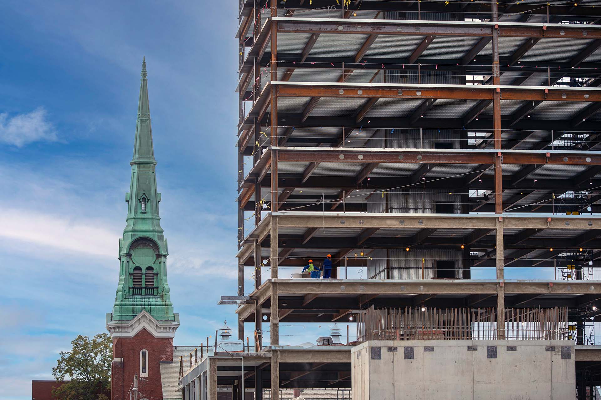 multi-level structure at construction site next to Church Street tower